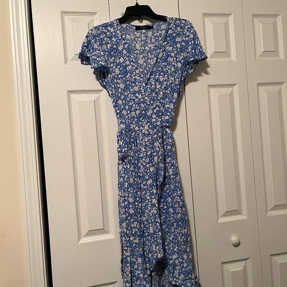 Floral Wrap Maxi Dress in Blue